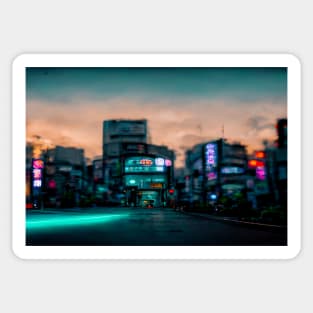 Tokyo City Street View With Neon signs / Tokyo, Japan Sticker